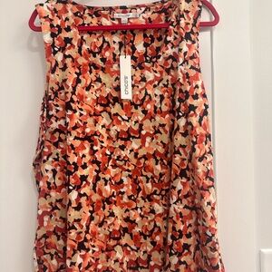 Chico's Sleeveless Top - Orange and Black Pattern